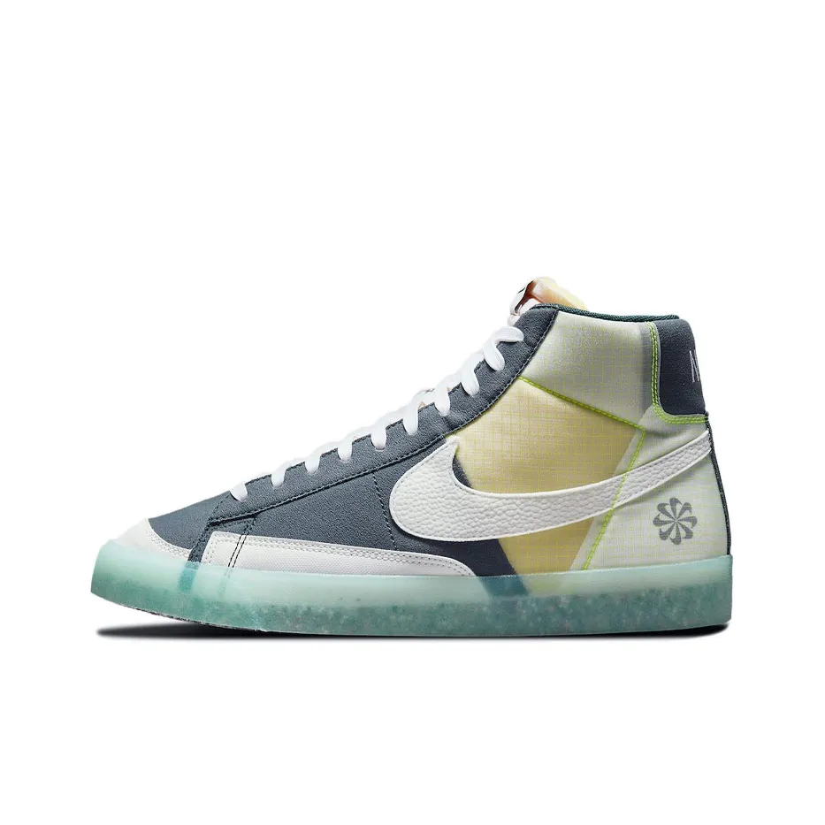 Nike Blazer Skateboard Shoes Men Mid Top White/Blue/Yellow