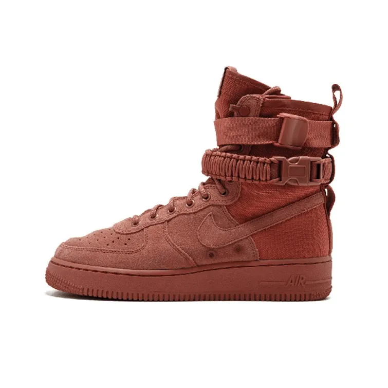 Nike Air Force 1 Dusty Peach Slip-resistant Abrasion-resistant High Top Skateboard Shoes Unisex Brick Red