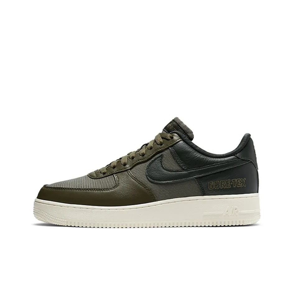 Nike Air FORCE 1 Gore TEX Водонепроницаемый Покрытие Противоскользящий Низкий Топ Скейтбординг Кроссовки Унисекс Зеленый Белый