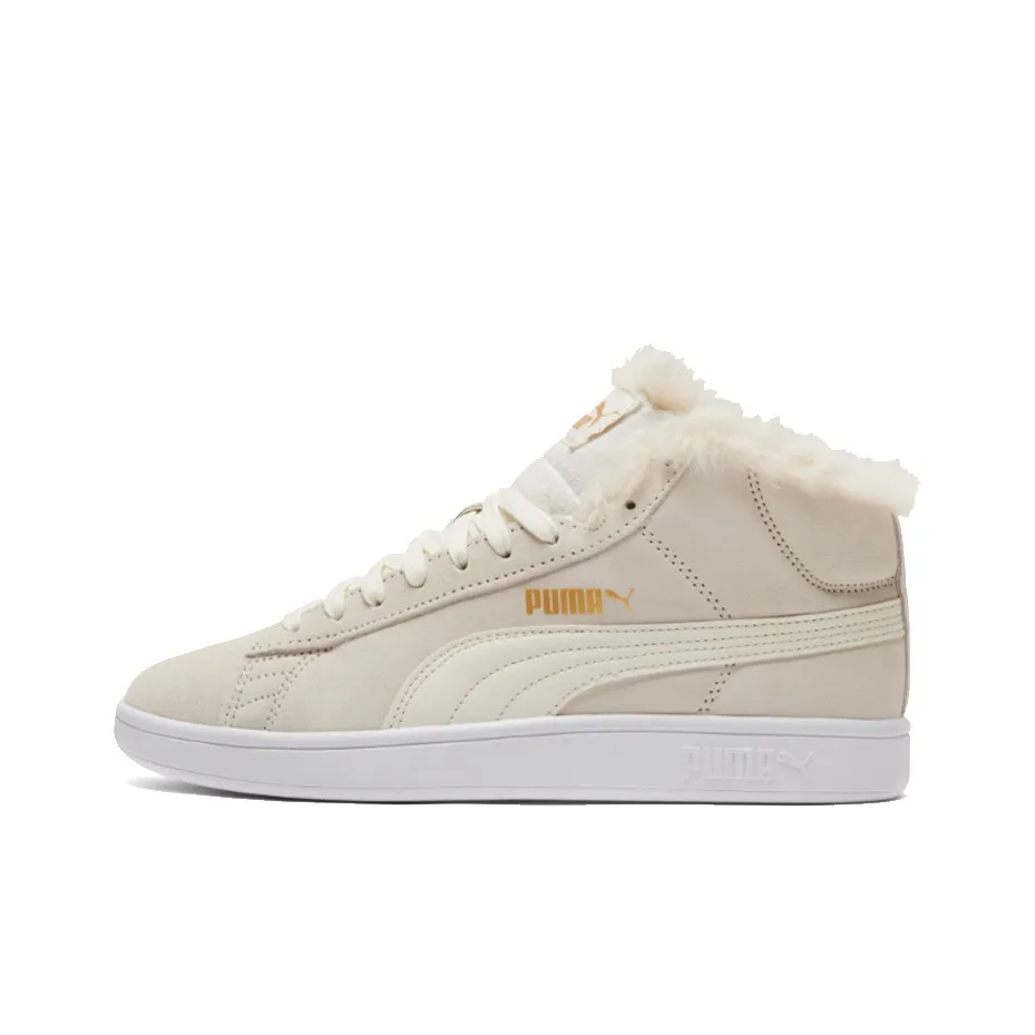 PUMA Smash V2 Mid Top Sneakers Beige/White Women's