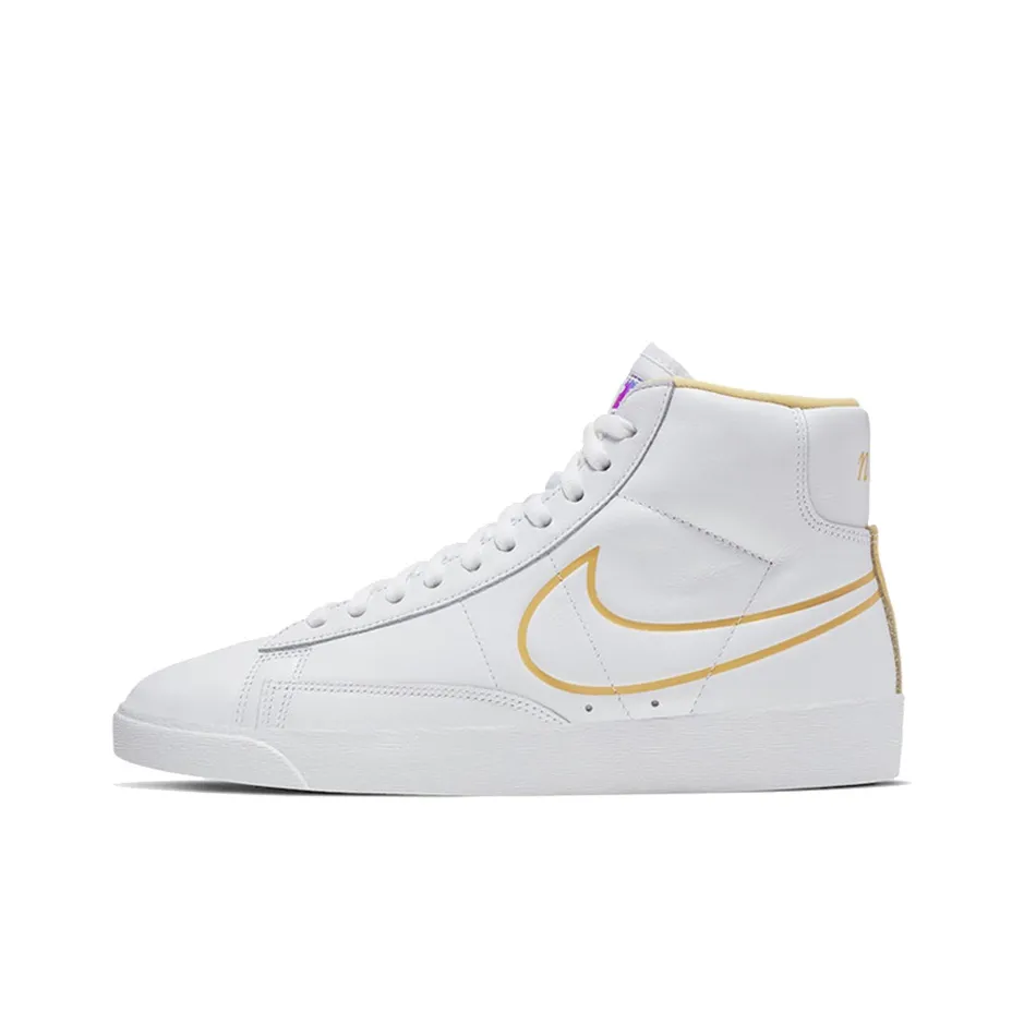 Nike Blazer Радужный Лазерный Покрытие Slip-Resistant MID Топ Скейтборд Кроссовки Женские Белые