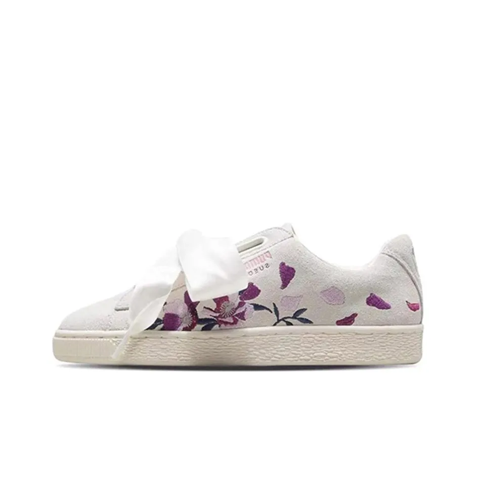 PUMA Suede Series Heart Flowery Low Топ Скейтборд Кроссовки Женские Белые