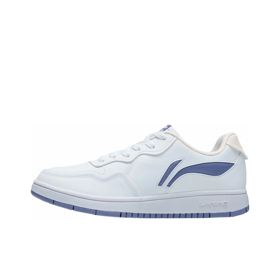 LiNing Anti-Slip Wear-Resistant Low-Top Skateboard Shoes Women's White Blue