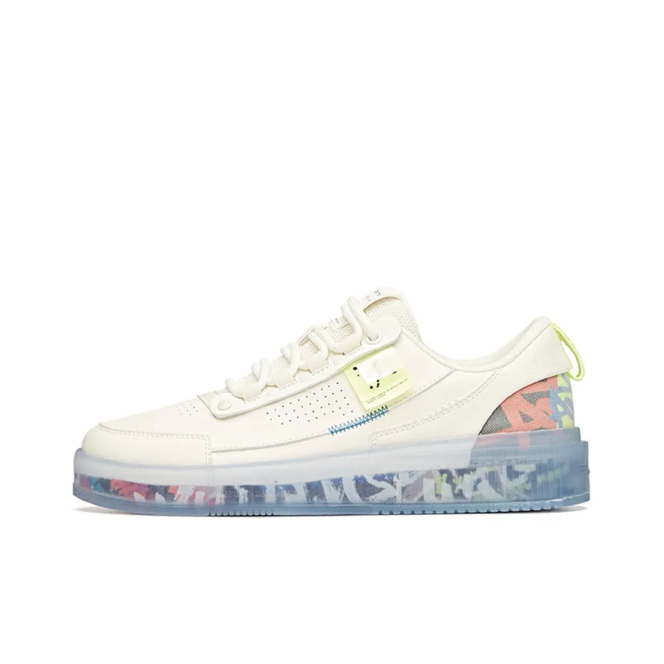 Anta Life Collection Jelly Shoes Coverage Slip Resistant And Abrasion Resistant Low Top Skateboard Shoes White Green