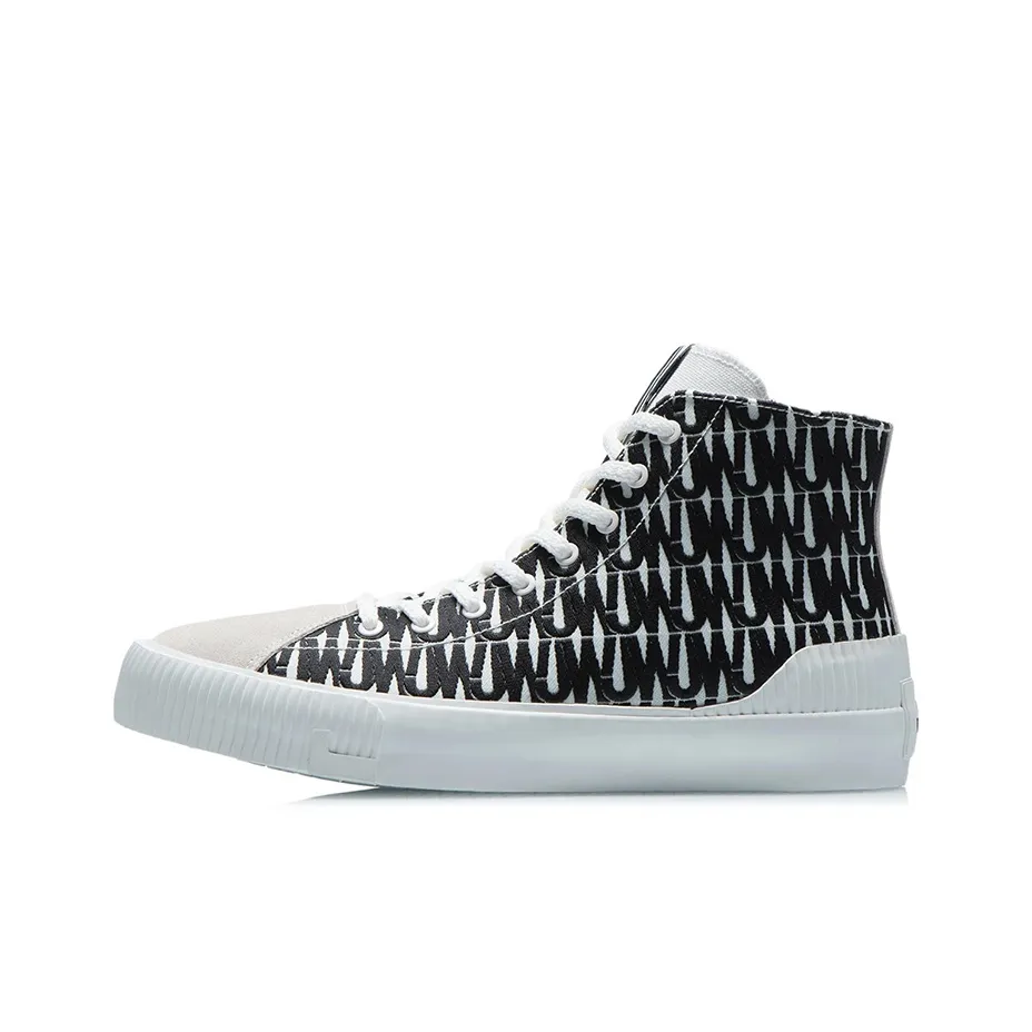 Jason Wu x LiNing CF Tracing Anti Slip Wear Resistant High Top Skateboard Shoes Unisex Black White