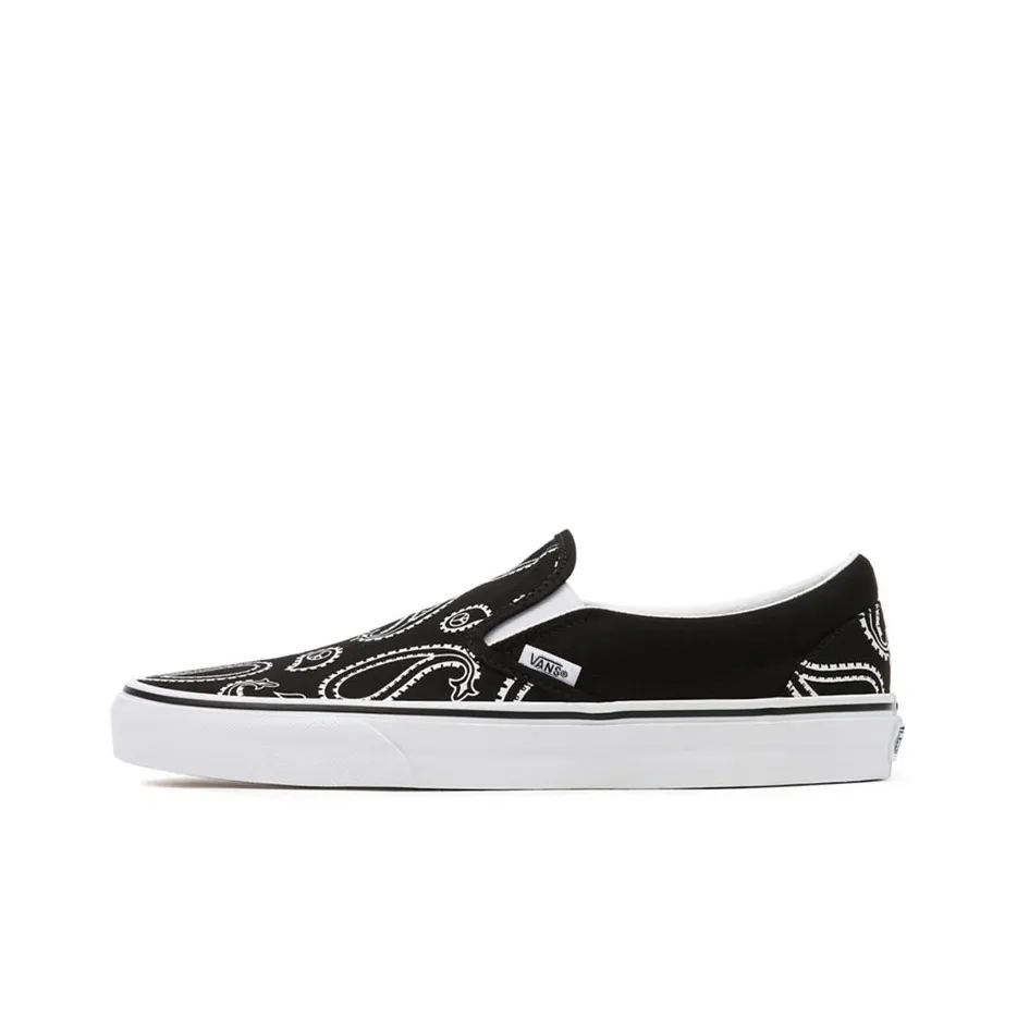 Vans Slip On Series Peace Пейсли Низкие Кроссовки для скейтбординга Унисекс Черный Белый