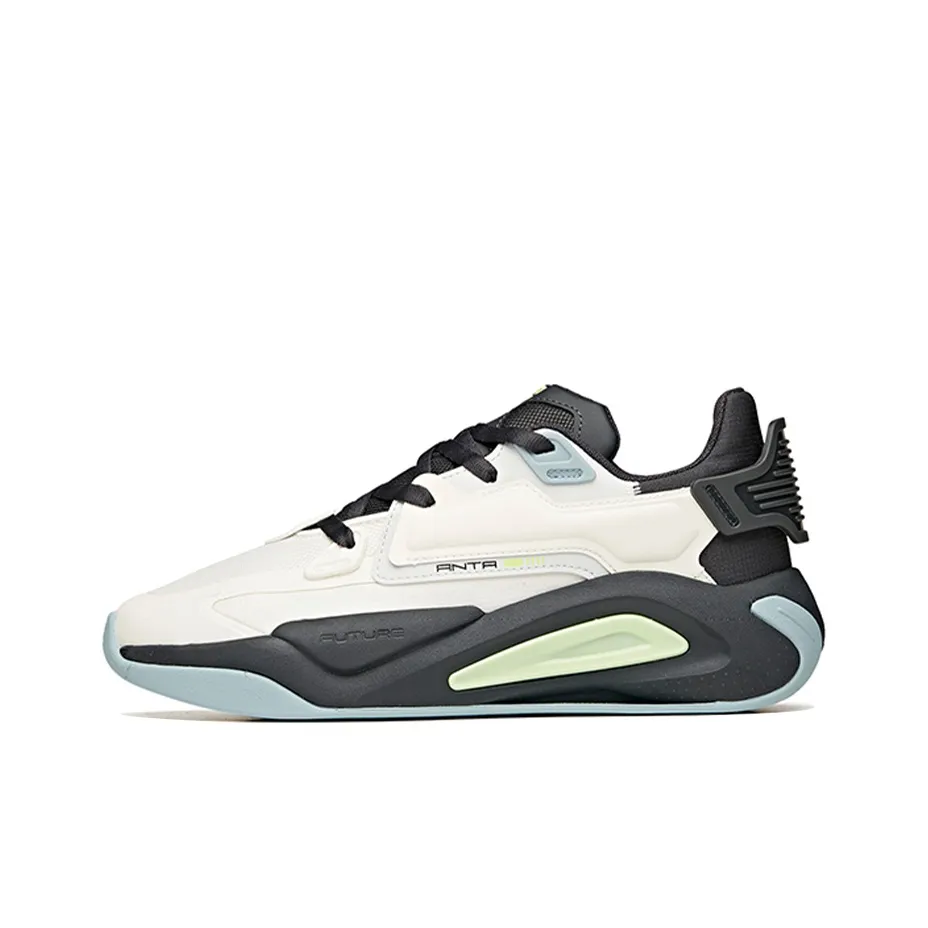 Anta Super Body Slip Resistant Cushioning Abrasion Resistant Low Top Skateboard Shoes White Charcoal Gray