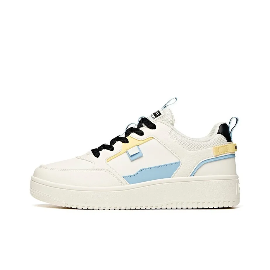 Anta Slip Resistant, Abrasion Resistant, Lightweight Low Top Skateboard Shoes Women's White Black Blue