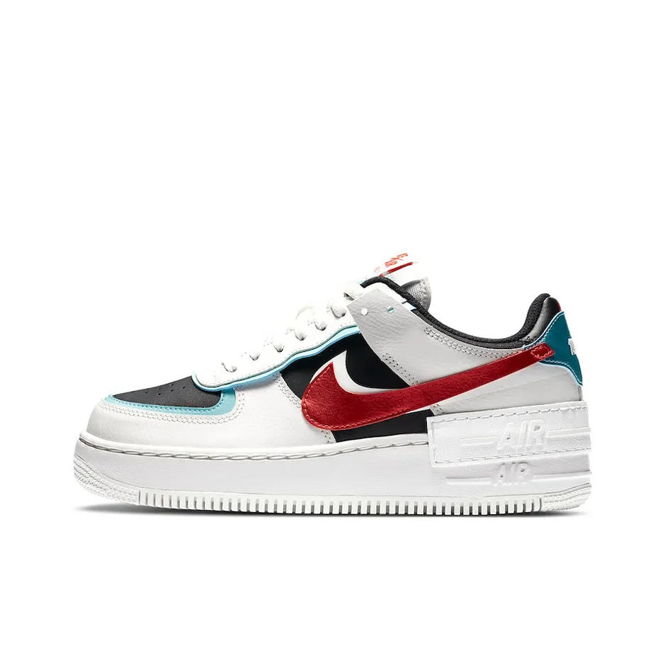 Nike Air Force 1 Shadow Покрытие Slip-Resistant Низкий Топ Скейтбординг Кроссовки Женские Белый Синий Красный