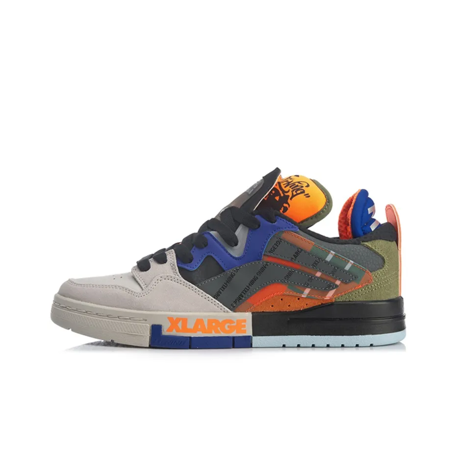 XLARGE совместный модель x LINING с покрытием Bottom Resistant и устойчивый к истиранию Низкий топ Скейтбординг Кроссовки Мужские Серый Оранжевый