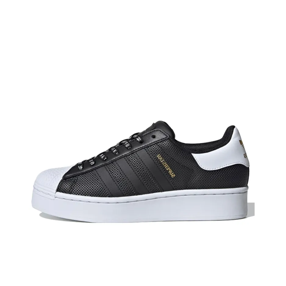Adidas Originals SUPERSTAR Bold Low Топ Скейтборд Кроссовки Женские Черный Белый