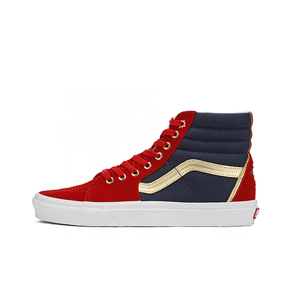 all red high top vans