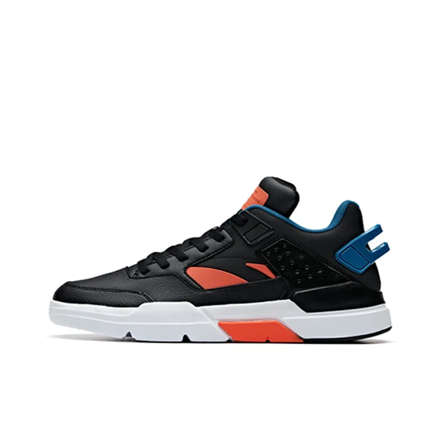 ANTA Skateboard Shoes Men's Low Top Black/Fluorescent Heat Activated Orange/ANTA White