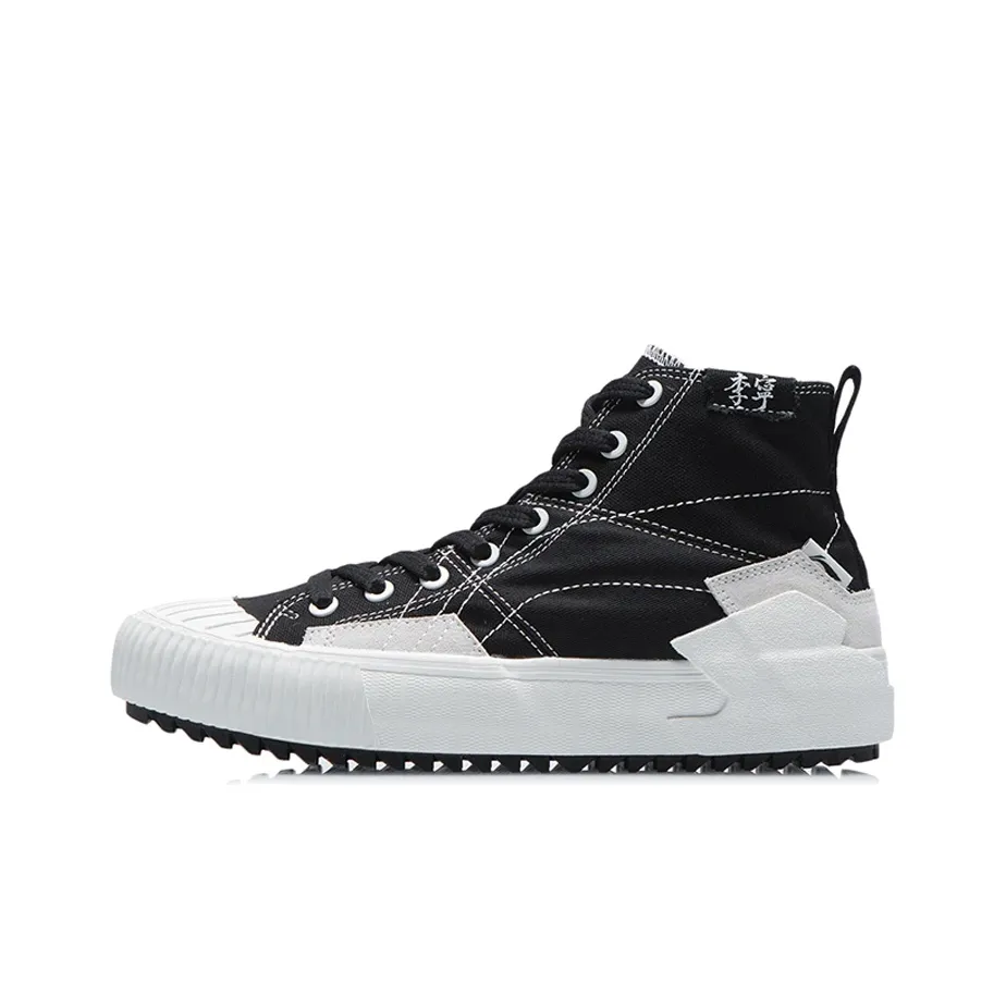 LiNing Breathable High Top Skateboard Shoes Women's Black White