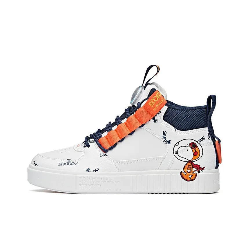 Anta High Top Skateboard Shoes Women's White Blue Orange