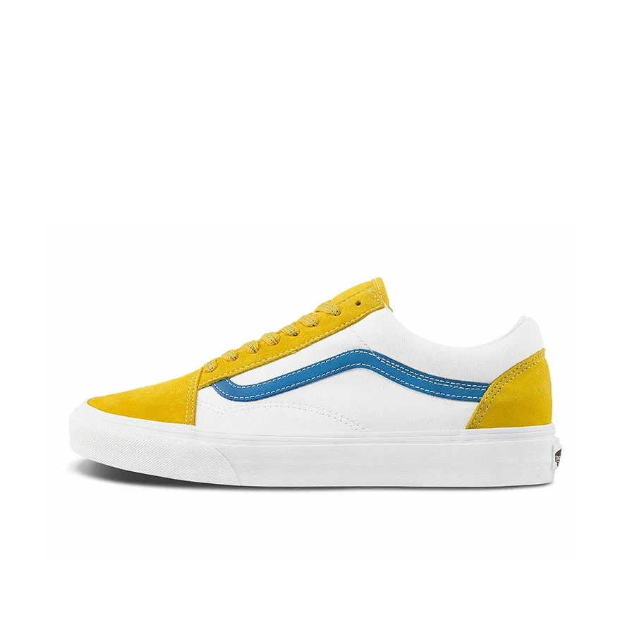 VANS Old Skool Collection Низкие Кроссовки для Скейтбординга Унисекс Белый Желтый Синий Пэчворк