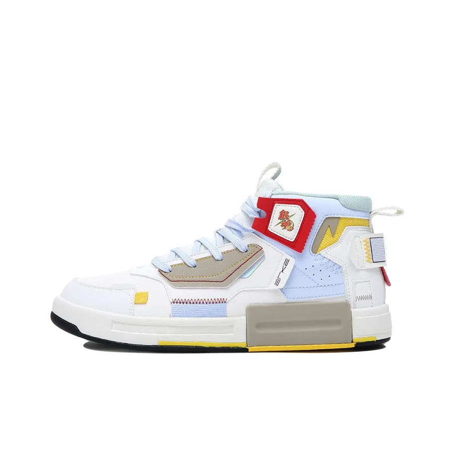 Erke Strange Bullet 3.0 Gintama Anti Slip Wear Resistant Mid Top Skateboard Shoes Women's White Blue Red