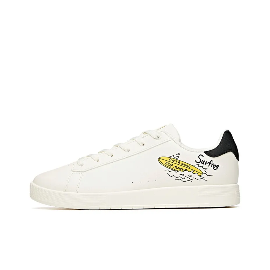 Anta Life Collection Anti Slip And Wear Resistant Lightweight Low Top Skateboard Shoes Men's White Yellow Black
