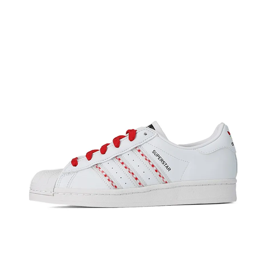 Adidas Originals Superstar Износостойкий и Легкий Низкий Топ Кроссовки для скейтбординга Унисекс Белый Красный Черный