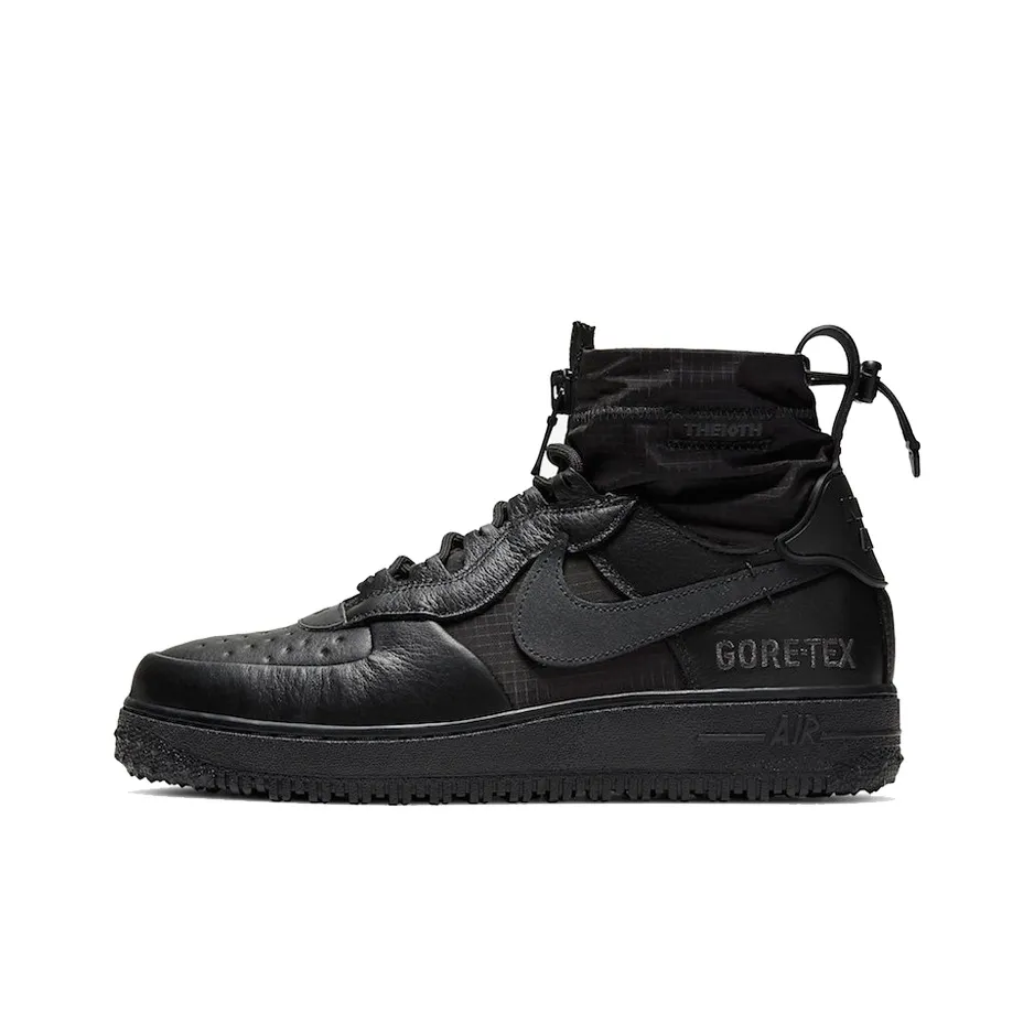Nike Air Force 1 WTR Gore Tex Тройной Черный Высокие Кроссовки для Скейтбординга Мужские Черные