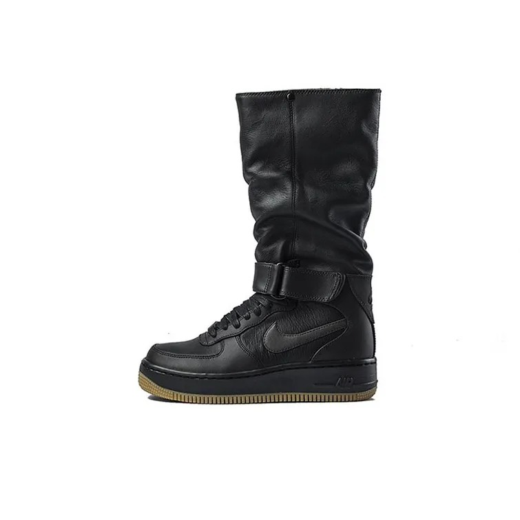 Nike Air FORCE 1 Upstep Warrior Slip Resistant Abrasion Resistant High Топ Скейтбординг Кроссовки Женские Черный