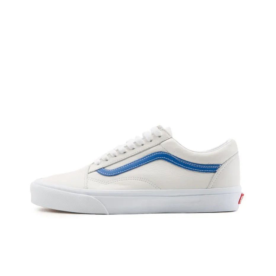 VANS Old Skool Collection Низкие Кроссовки для Скейтбординга Унисекс Белый Синий Боковая Сторона Полосы