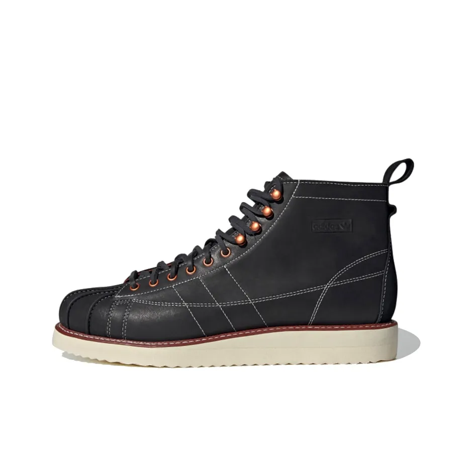 Adidas Originals Superstar Skateboard Shoes Unisex High Top Black/Brown
