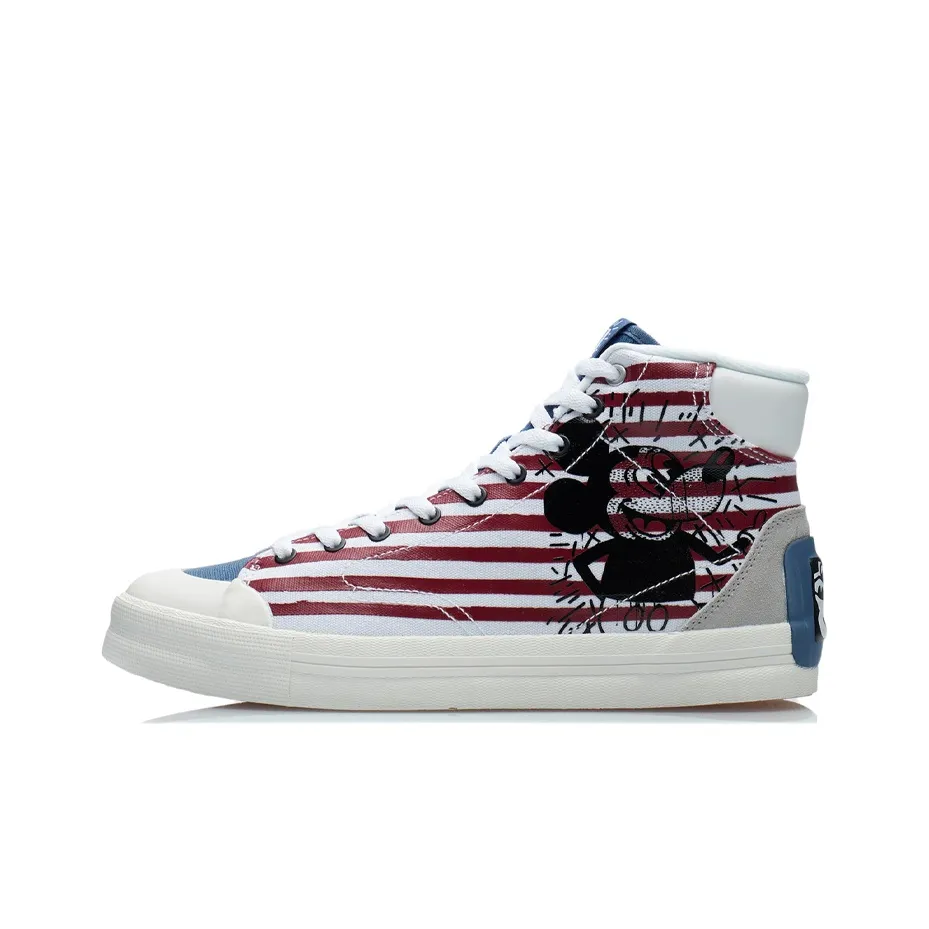 LINING X Keith Haring X Disney Mickey Mouse Skate Shoes 'White Red Blue'
