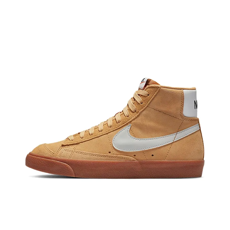 Nike Blazer '77 Теплоизоляционное Аbrasion-Resistant Покрытие Slip-Resistant MID Топ Скейтборд Кроссовки Женские Пшенично-Коричневый Желтый
