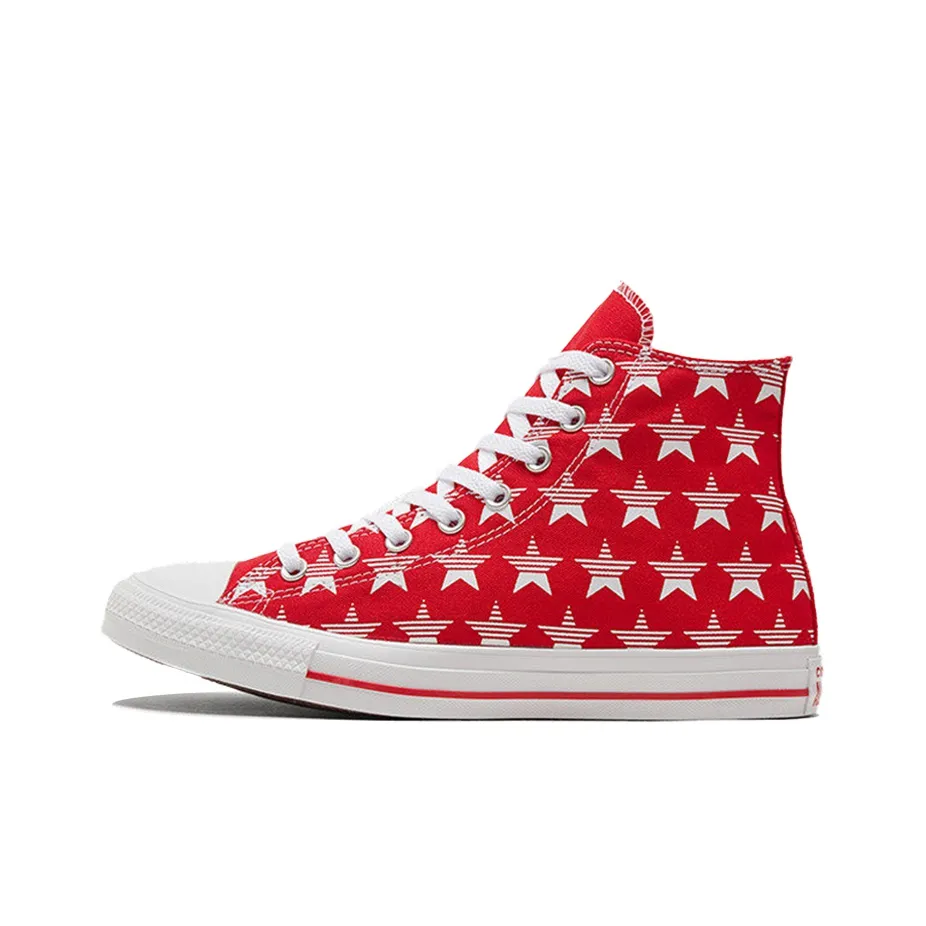 Converse Chuck Taylor All Star Покрытие Slip-Resistant Высокий Топ Скейтборд Кроссовки Унисекс Белый Красный