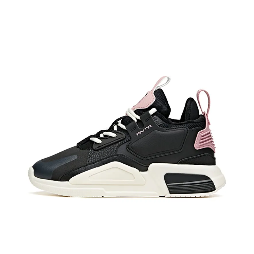 Anta Life Collection Cushioned Wear-Resistant Balanced Breathable Low-Top Skateboard Shoes Women's Black Lotus Pink