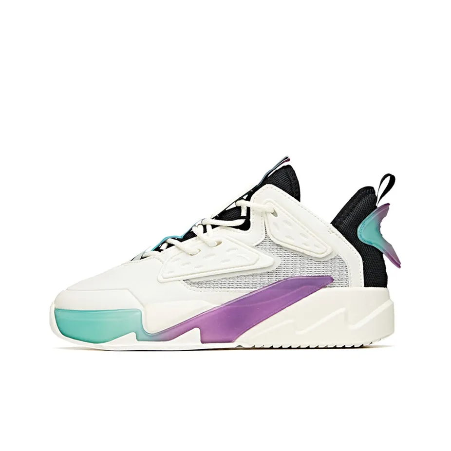 Anta Life Collection KT G6 Durable Breathable Low Top Skateboard Shoes White Gray Purple
