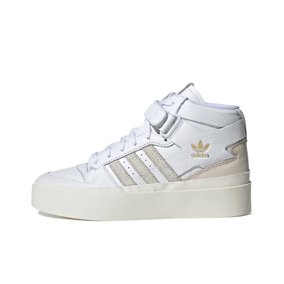 Adidas Originals FORUM Bonega MID Устойчивые к истиранию MID Скейтбординг Топ Кроссовки Женские Белые Коричневые