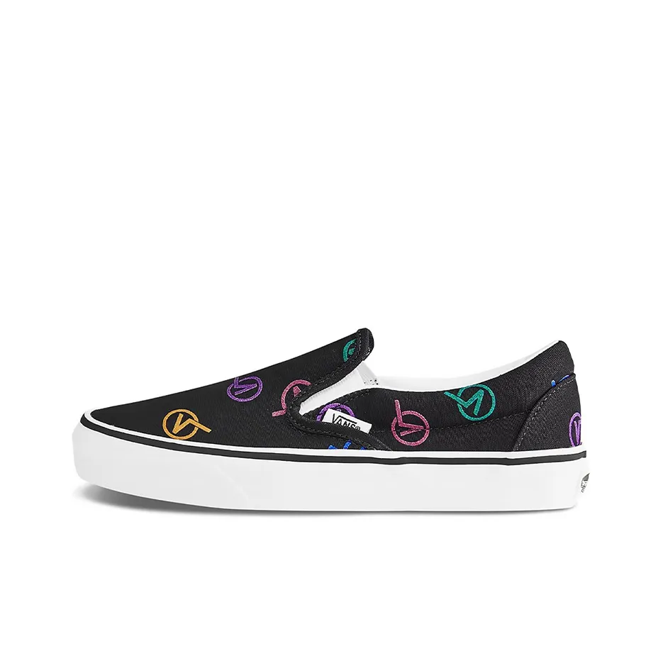 Vans Slip on Series Low Top Skateboard Shoes Unisex Black Multicolor