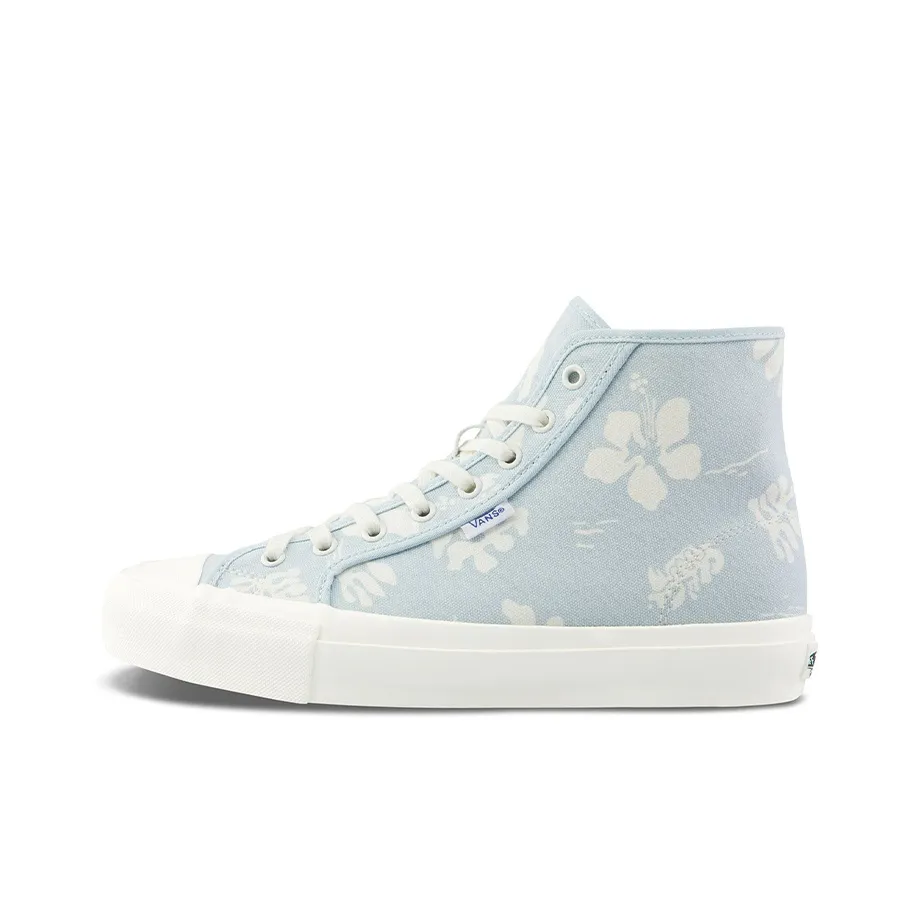 VANS Style 24 Амортизация Устойчивый к истиранию Легкий и Дышащий Высокие Кроссовки для скейтбординга Унисекс Синие с Принт