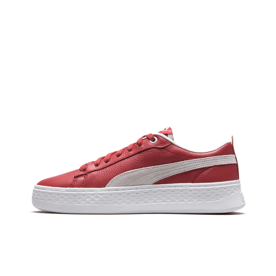 PUMA Smash Platform L Low Tops Retro Casual Skateboarding Shoes Red Women's