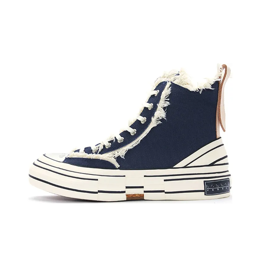 VESSEL Highs Темно-синий визуально увеличивает рост Высокие кроссовки для скейтбординга Унисекс Сине-белый