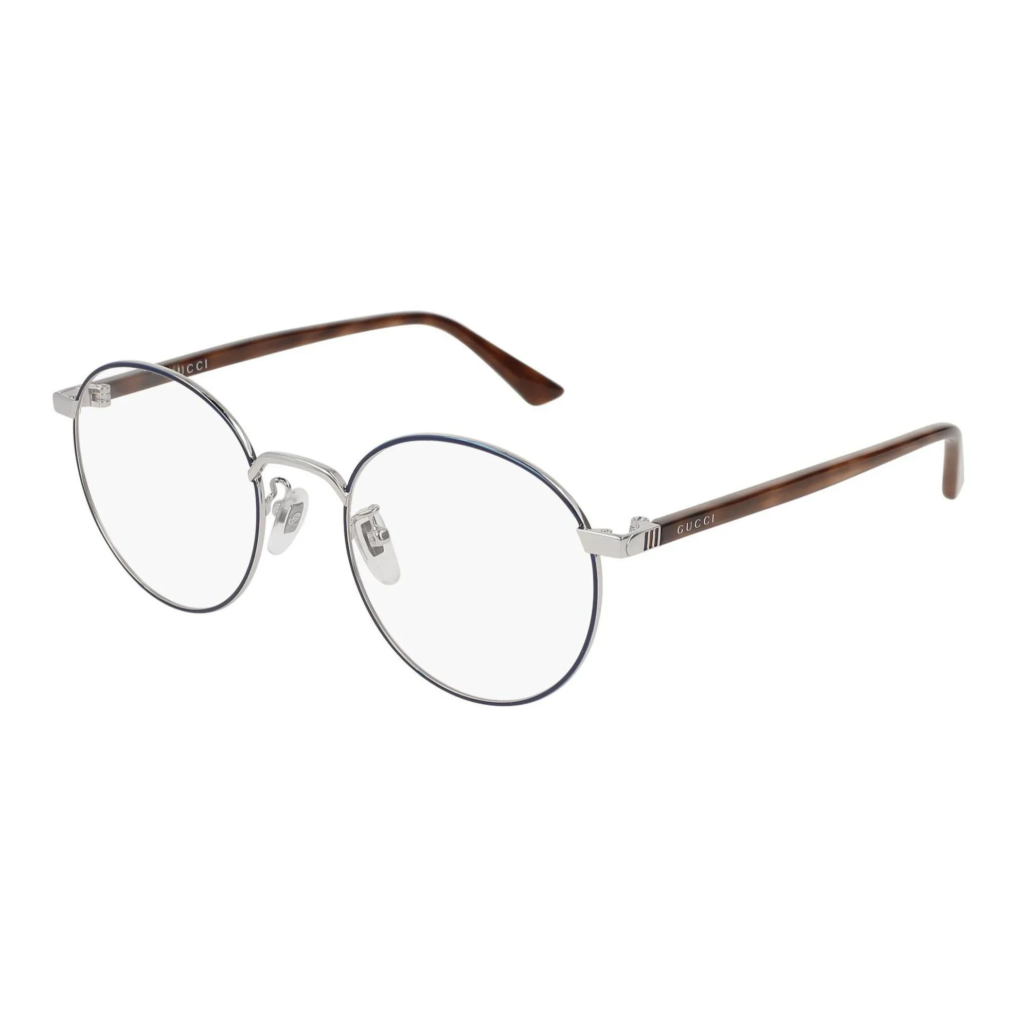 GUCCI Metal Oval Eyeglass Frames Unisex Tortoiseshell