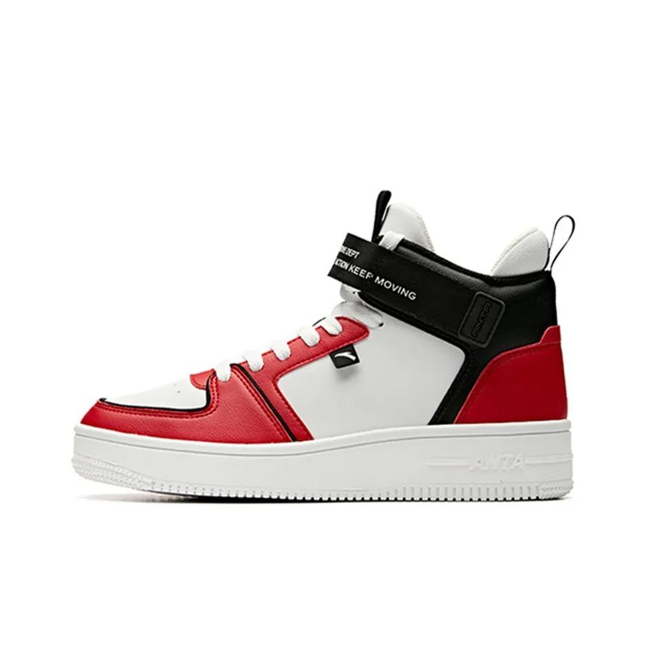 Anta Anti-Slip Wear-Resistant High-Top Skateboard Shoes Women's Red
