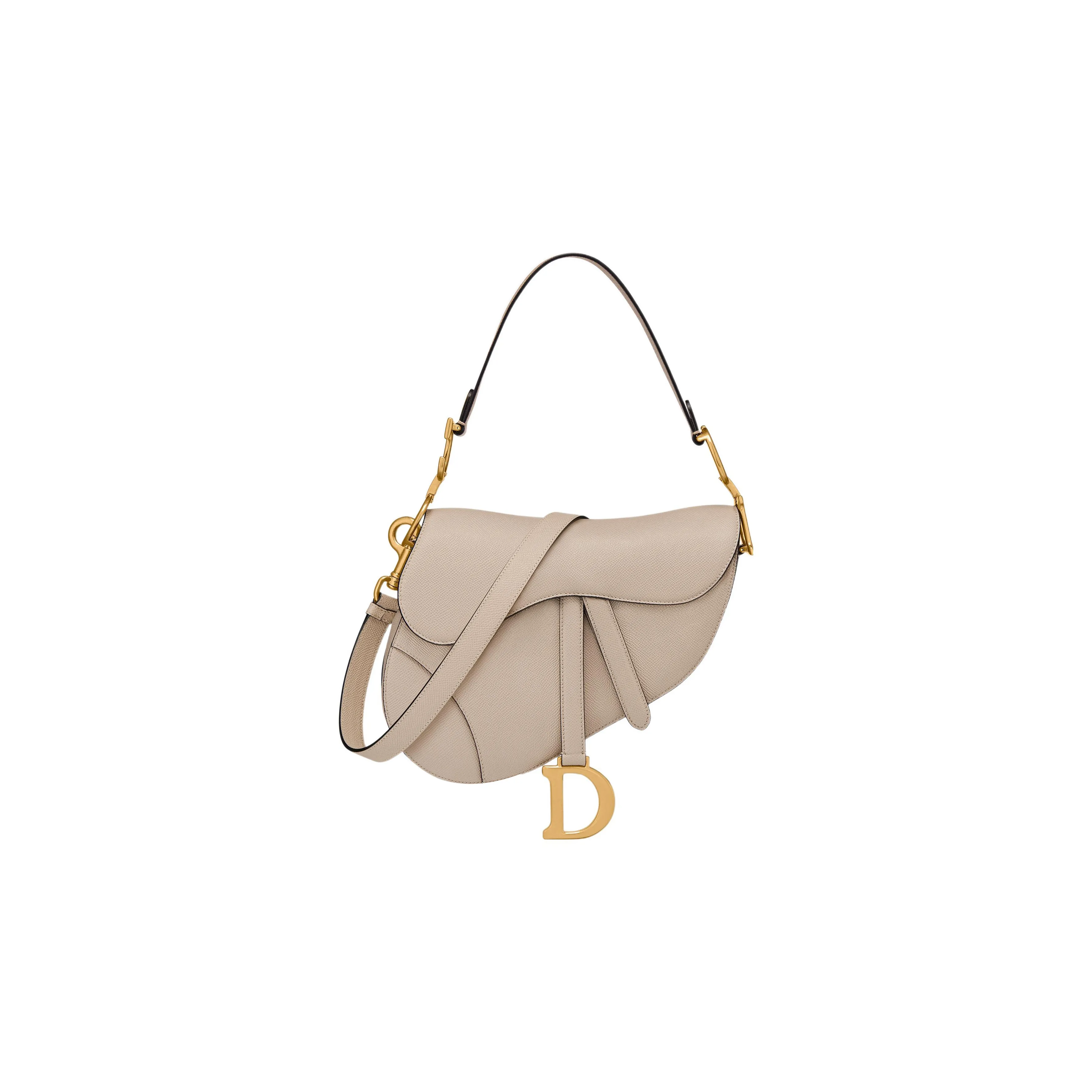 DIOR Saddle Grained Cow Leather Saddle Bag Shoulder Bag Crossbody Bag Handbag Women's Pink Beige