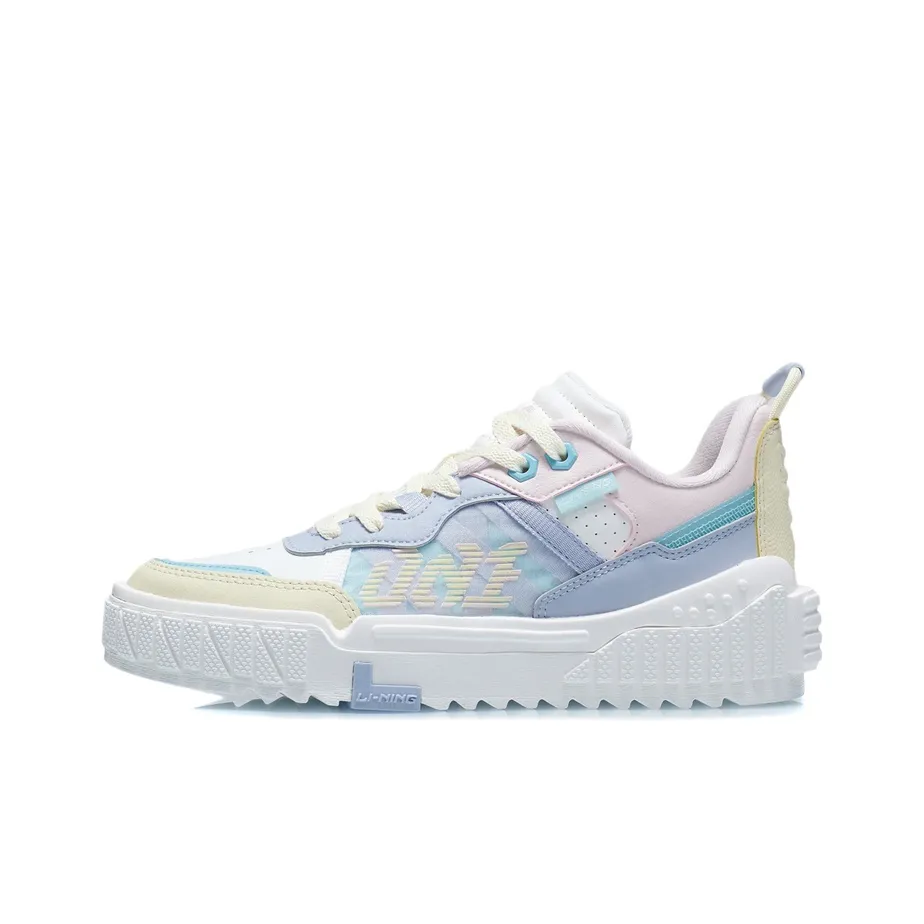 LiNing 001 UNBLOCK Anti-Slip Wear-Resistant Low-Top Skateboard Shoes Women's White Blue Pink