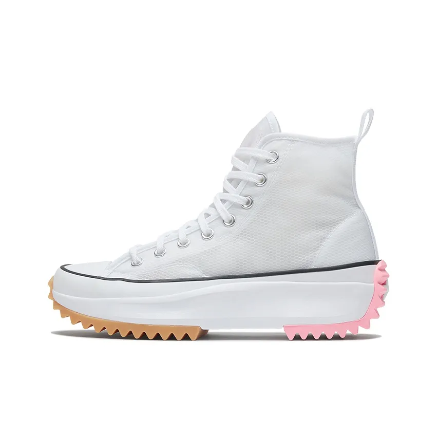 Converse Run Star Hike Slip-resistant Abrasion-resistant High Top Skateboard Shoes Unisex White Pink Конверс Run Star Hike Противоскользящие Износостойкие Высокие Кроссовки для Скейтбординга Унисекс Белый Розовый