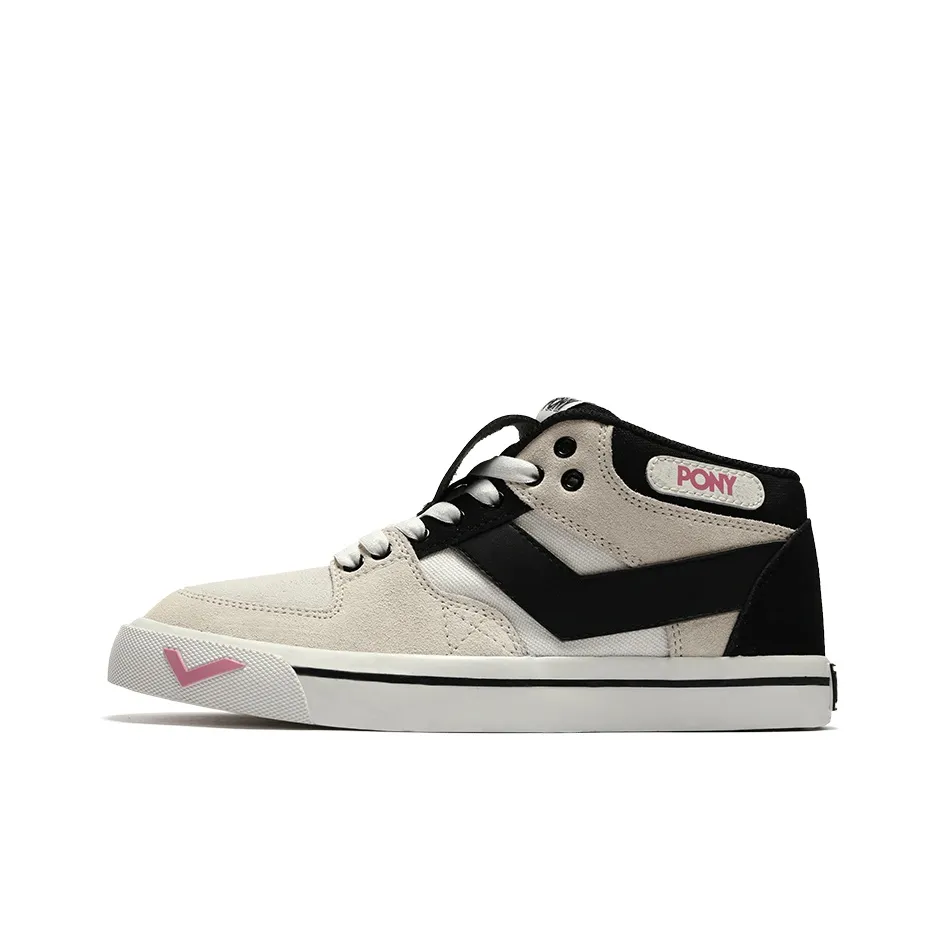 PONY Atop Амортизация Дышащий Устойчивый к истиранию MID Топ Скейтборд Кроссовки Женские Бежево-черные