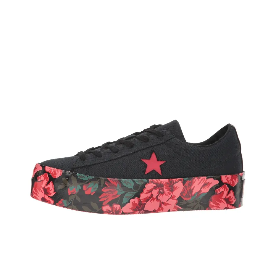 Converse One Star Ox Shoes Black/Red Women's