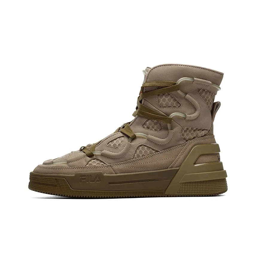 Lanvin x FILA Salto Nougat Высокие Кроссовки для Скейтбординга Мужские Коричневые