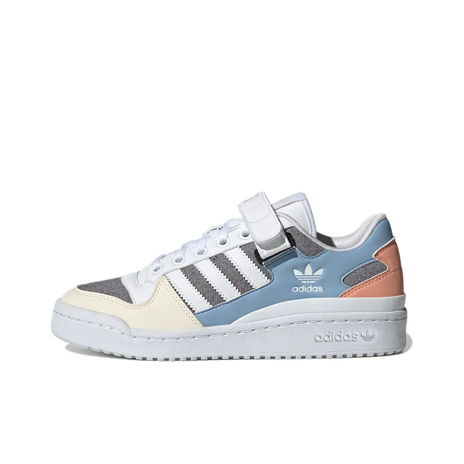 adidas kohl Originals Forum Low Wear resistant Non Slip Casual Skateboarding Shoes White Blue Gray Women's