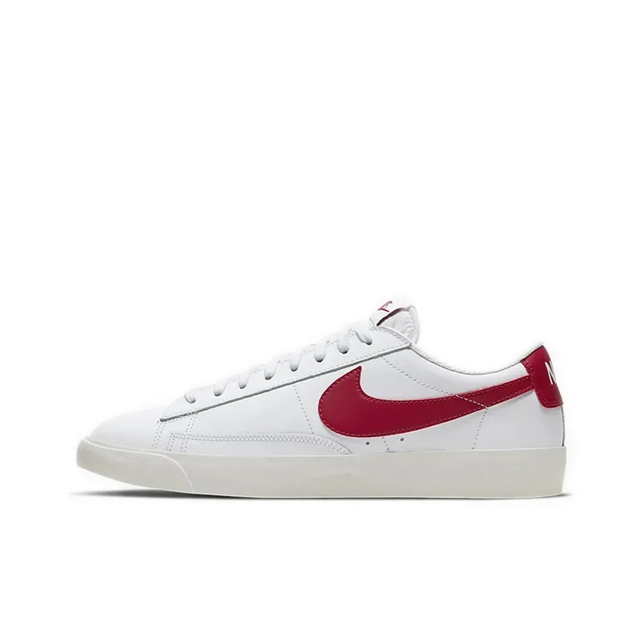 Nike Blazer Кожа Нескользящий Легкий Низкий Топ Кроссовки для скейтбординга Унисекс Белый Красный