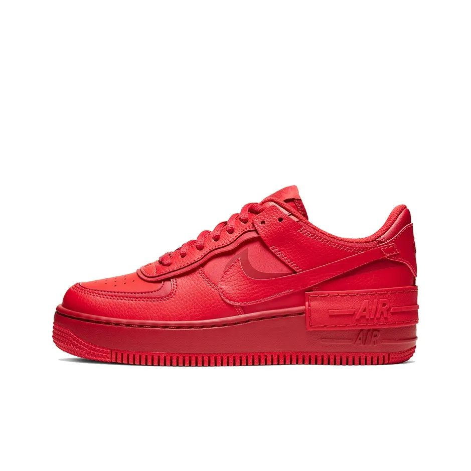 Nike Air FORCE 1 Shadow Triple Red Slip-resistant Low Skateboard Shoes Women's Red