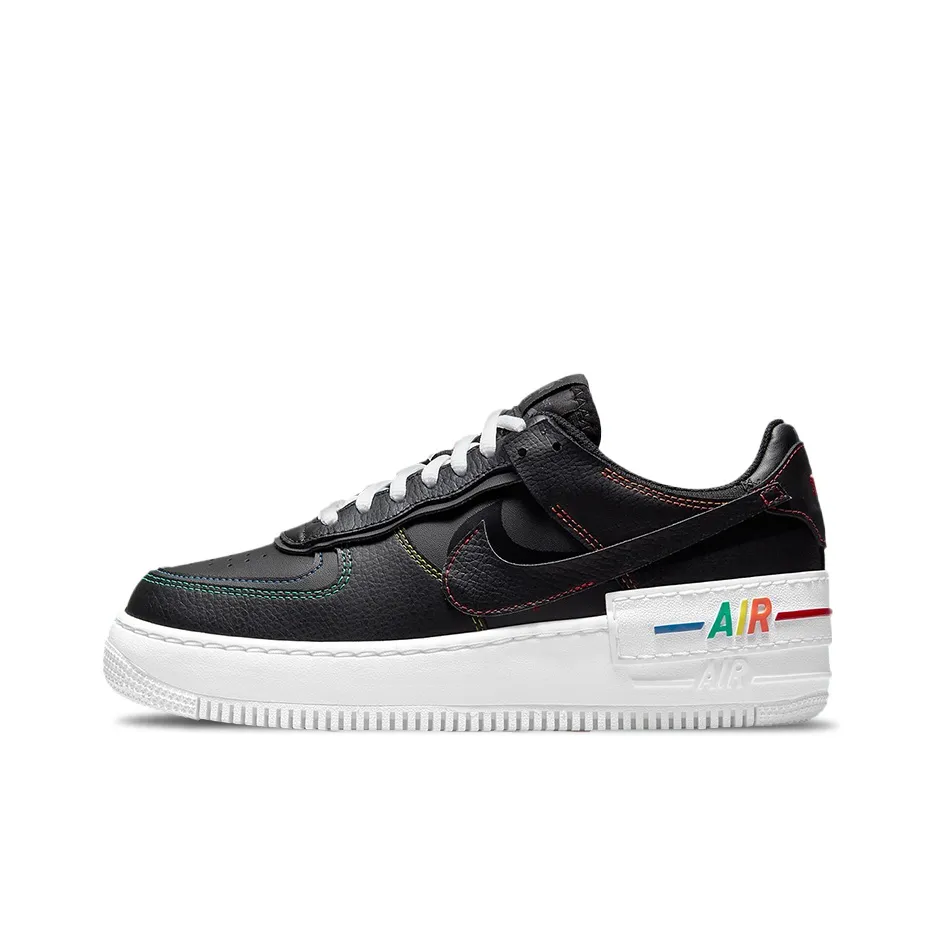 Nike Air Force 1 Skateboard Shoes Women's Low Top Black/White/Rainbow