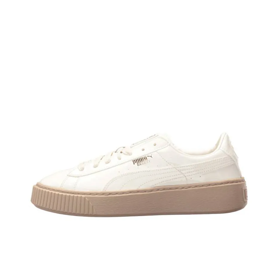 PUMA BASKET PLATFORM Patent Marshmallow Низкие Кроссовки для скейтбординга Женские Белые Бежевые